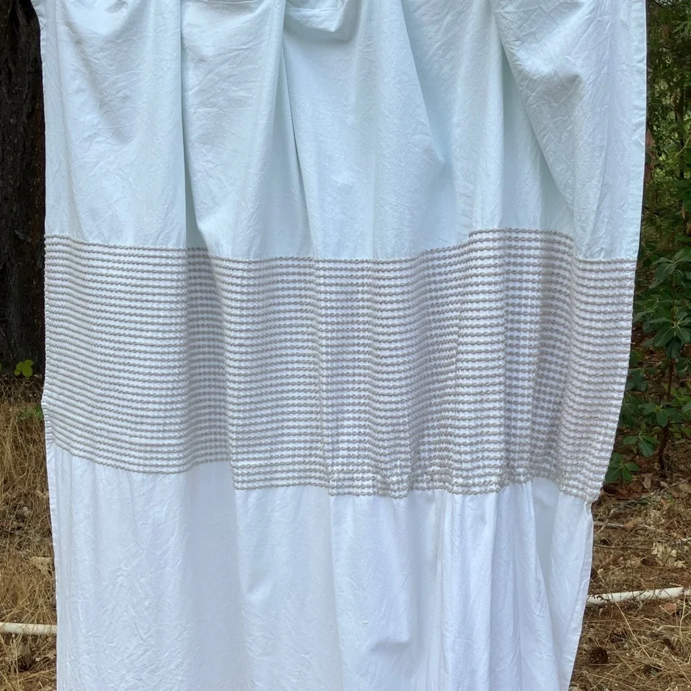Caro Home 100% cotton shower curtain with woven accent blue, gray, white perfect